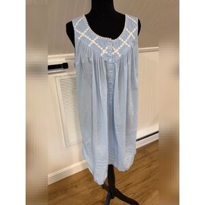 Eileen West Moonlight Sonata Blue Cotton Lawn Short Nightgown Size M Cottage